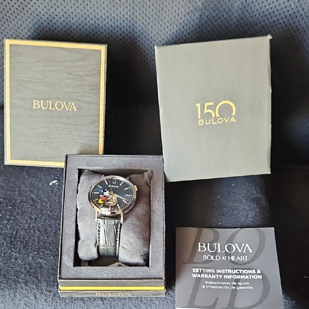 Bulova Black‎ Men's Watch Mickey Mouse